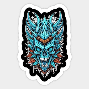 Blue Skull Metal Artwork Sticker